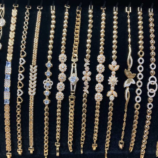 Dubai Fashion Jewelry Bracelet 18k Gold Plated Luxury Zircon Bracelets Chain Bracelet for Women