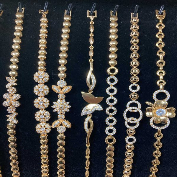 Dubai Fashion Jewelry Bracelet 18k Gold Plated Luxury Zircon Bracelets Chain Bracelet for Women