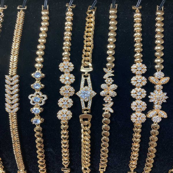 Dubai Fashion Jewelry Bracelet 18k Gold Plated Luxury Zircon Bracelets Chain Bracelet for Women