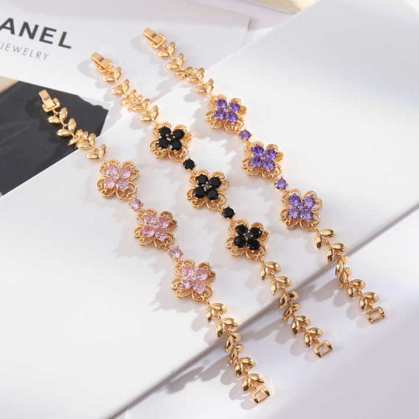 Dubai Fashion Jewelry Bracelet 18k Gold Plated Luxury Zircon Bracelets Chain Bracelet for Women