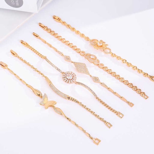 Dubai Fashion Jewelry Bracelet 18k Gold Plated Luxury Zircon Bracelets Chain Bracelet for Women