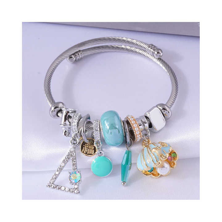 Fashion Jewelry Hot Selling Stainless Steel Charms Bracelet for Lady Adjust Size Boho Design Shell Charms Bracelet