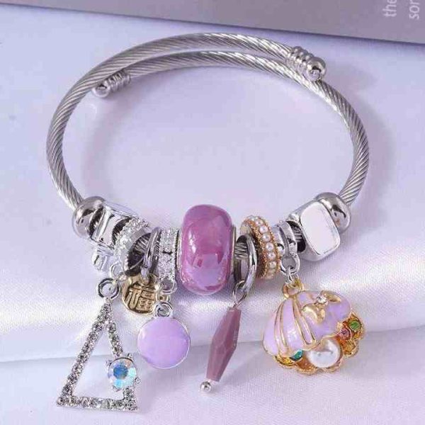 Fashion Jewelry Hot Selling Stainless Steel Charms Bracelet for Lady Adjust Size Boho Design Shell Charms Bracelet