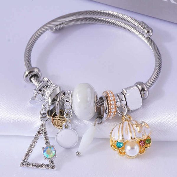 Fashion Jewelry Hot Selling Stainless Steel Charms Bracelet for Lady Adjust Size Boho Design Shell Charms Bracelet