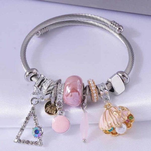 Fashion Jewelry Hot Selling Stainless Steel Charms Bracelet for Lady Adjust Size Boho Design Shell Charms Bracelet