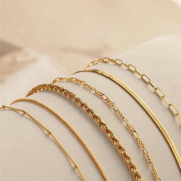 6Pcs Gold Color Bracelet Set Boho Retro Thick Twist Cuban Chain Bracelet for Women New Trendy Quality Jewelry Gifts