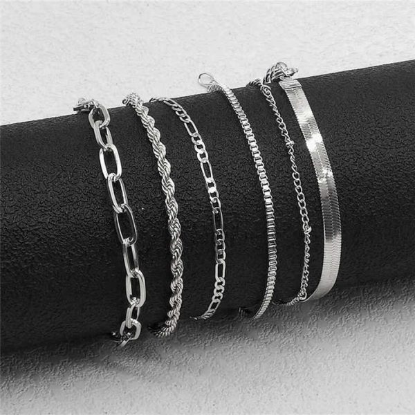 6Pcs Gold Color Bracelet Set Boho Retro Thick Twist Cuban Chain Bracelet for Women New Trendy Quality Jewelry Gifts