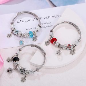Trendy Adjustable Crown Charm Bracelet for Women - Silver Plated Stainless Steel DIY Bangle Jewelry