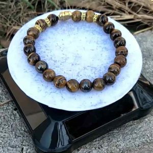2-Piece Natural Tiger Eye Stone Pixiu Dragon Charm Bracelet Set - Feng Shui Good Luck Wealth Adjustable Energy Jewelry for Men and Women