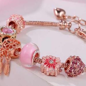 Trendy Rose Gold Plated Charm Bracelet with Crystal Rhinestone Accents - Stainless Steel Bangle for Women Anniversary Gifts