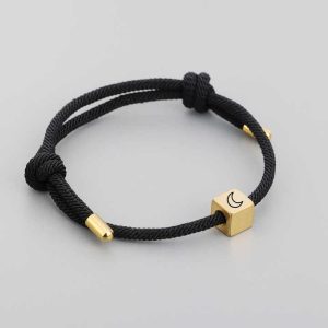 Adjustable Waterproof DIY Women's Fashion Charm Bracelet Popular Customizable Leather Friendship Bracelet with Square Laser Logo