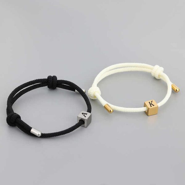 Adjustable Waterproof DIY Women's Fashion Charm Bracelet Popular Customizable Leather Friendship Bracelet with Square Laser Logo