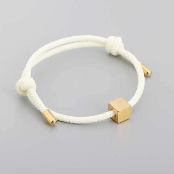 Adjustable Waterproof DIY Women's Fashion Charm Bracelet Popular Customizable Leather Friendship Bracelet with Square Laser Logo