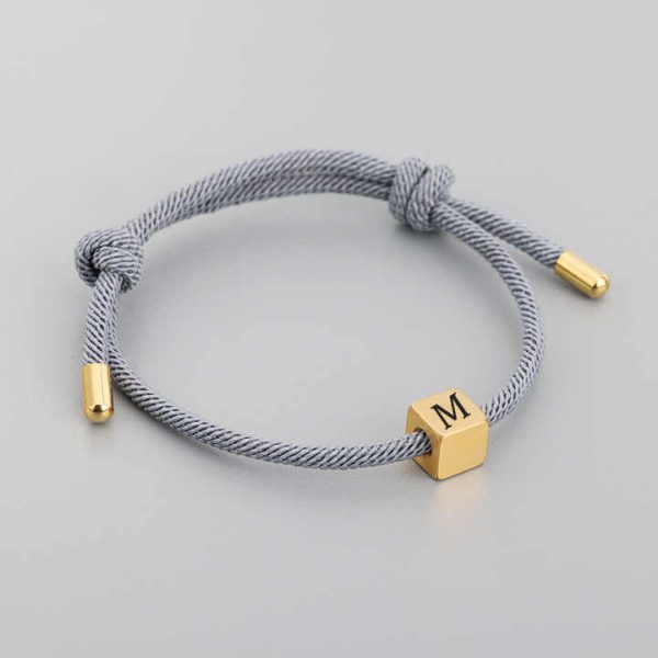 Adjustable Waterproof DIY Women's Fashion Charm Bracelet Popular Customizable Leather Friendship Bracelet with Square Laser Logo