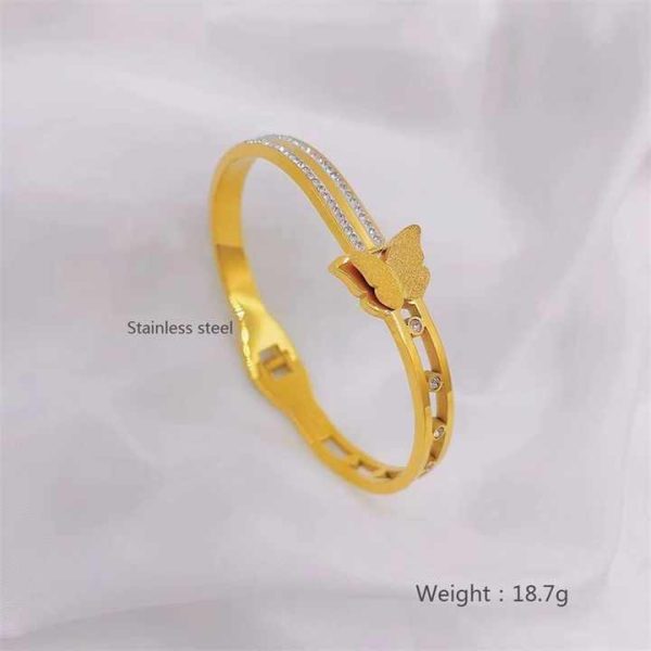 Factory Wholesale Fashion Jewelry 18k Stainless Steel Zircon Butterfly Charm Bracelet