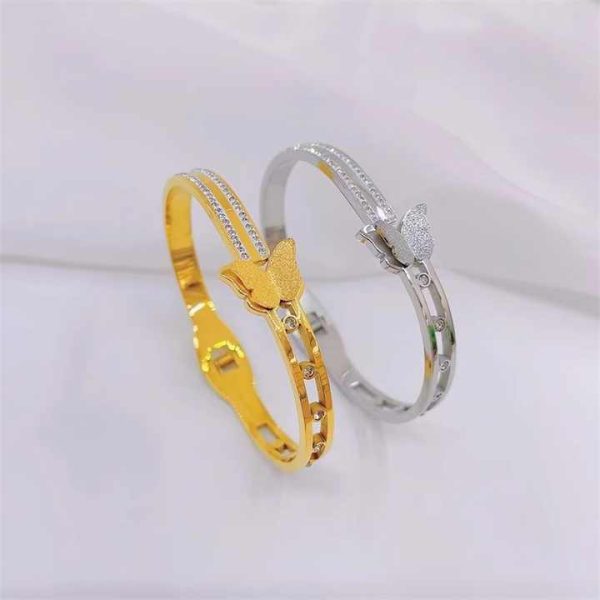Factory Wholesale Fashion Jewelry 18k Stainless Steel Zircon Butterfly Charm Bracelet