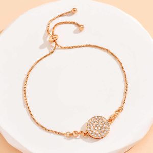Trendy Adjustable Charm Bracelet for Women - 18K Gold Plated Copper Jewelry Bangle