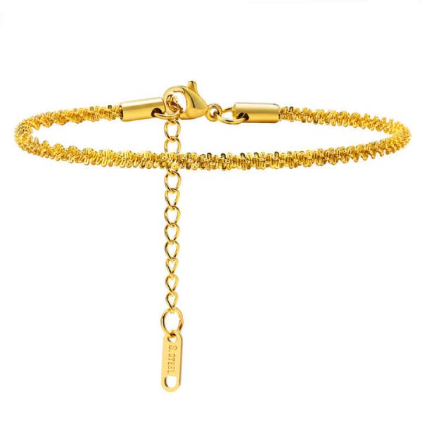 18K Gold Plated Charm Bracelet Chain African Jewelry Women Stainless Steel Bracelets
