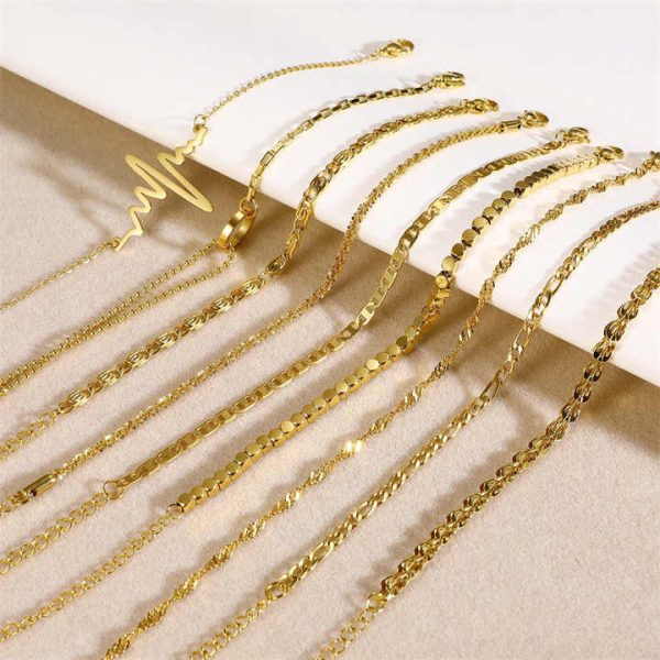 18K Gold Plated Charm Bracelet Chain African Jewelry Women Stainless Steel Bracelets
