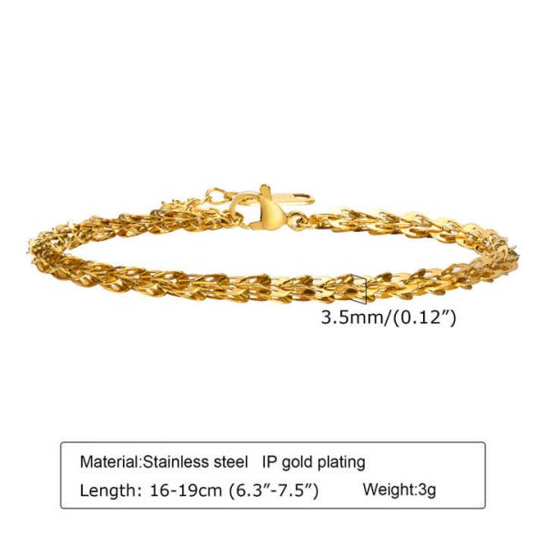 18K Gold Plated Charm Bracelet Chain African Jewelry Women Stainless Steel Bracelets