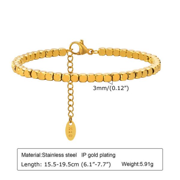18K Gold Plated Charm Bracelet Chain African Jewelry Women Stainless Steel Bracelets