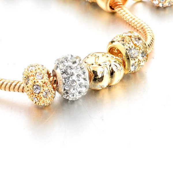 2021 Crystal Heart Bead Bracelet With Gold Color Charm Women Bracelets & Bangles