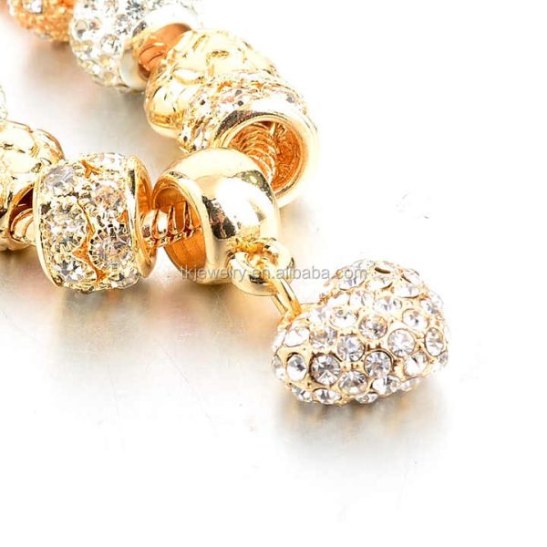 2021 Crystal Heart Bead Bracelet With Gold Color Charm Women Bracelets & Bangles