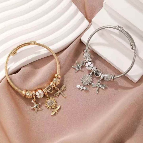 Hot Selling Cute Ladies Bracelet Stainless Steel Charm Pendant Bracelet Exquisite Jewelry