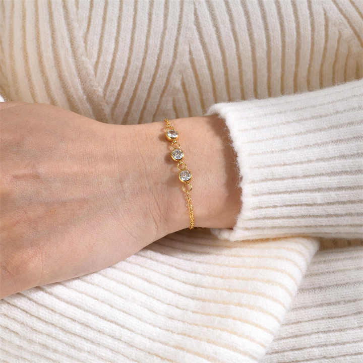 Ins Gold Color Stainless Steel Bracelet Fine Jewelry Fashion Charm Bracelets for Women