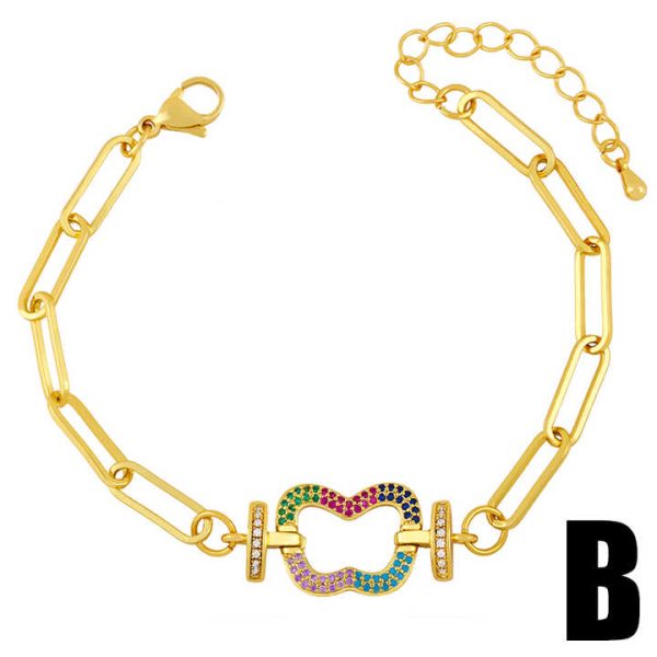 Women's Hot Sale Luxury CZ Chain Link Bracelets Minimalist Gold Plated 18K Heart Shape Adjustable Fashion Charm Bracelets