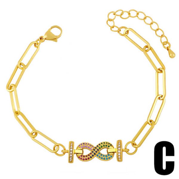 Women's Hot Sale Luxury CZ Chain Link Bracelets Minimalist Gold Plated 18K Heart Shape Adjustable Fashion Charm Bracelets
