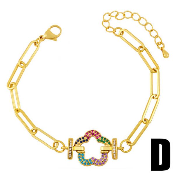 Women's Hot Sale Luxury CZ Chain Link Bracelets Minimalist Gold Plated 18K Heart Shape Adjustable Fashion Charm Bracelets