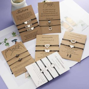 Stainless Steel Heart and Butterfly Couple Charm Bracelet for Women Men Friendship Family, Adjustable Gift Jewelry for Anniversary Wedding Christmas