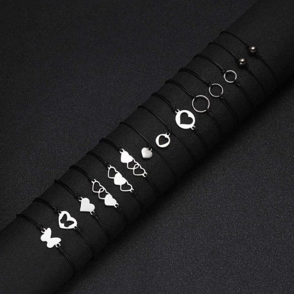Stainless Steel Heart Butterfly Couple Bracelets for Mommy Grandma Sister Generation Friendship Fashion Jewelry Card Bracelet