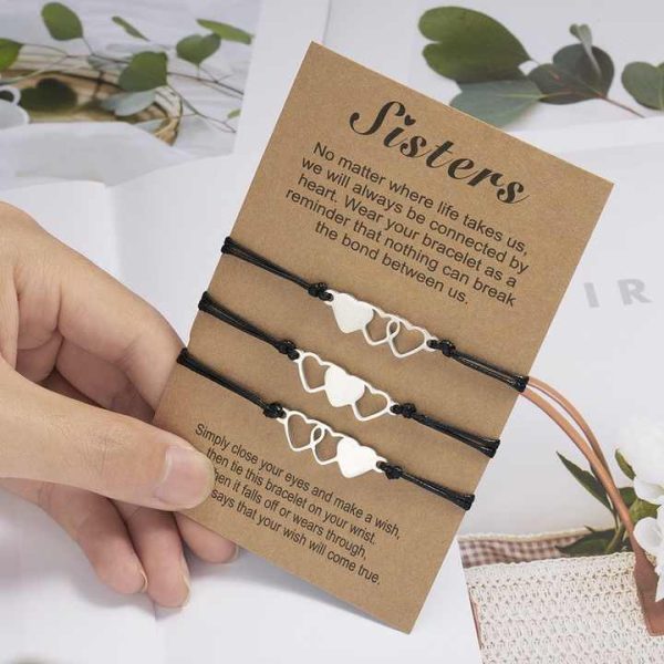 Stainless Steel Heart Butterfly Couple Bracelets for Mommy Grandma Sister Generation Friendship Fashion Jewelry Card Bracelet