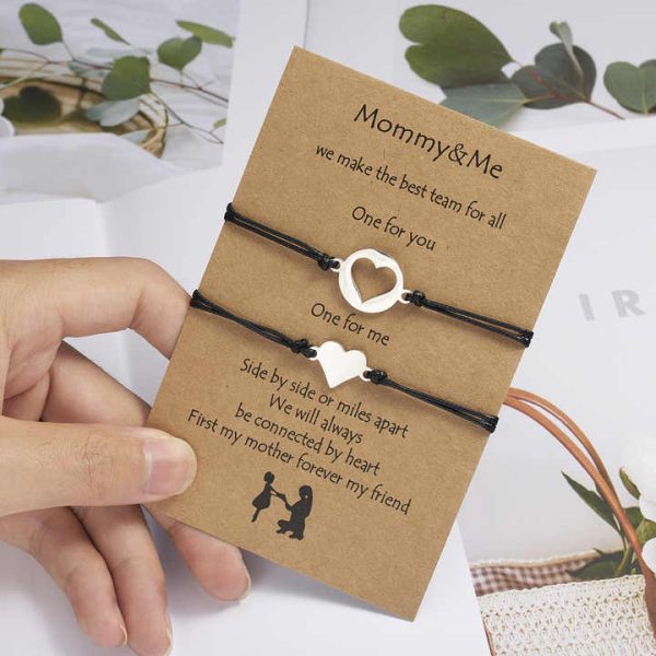 Stainless Steel Heart Butterfly Couple Bracelets for Mommy Grandma Sister Generation Friendship Fashion Jewelry Card Bracelet