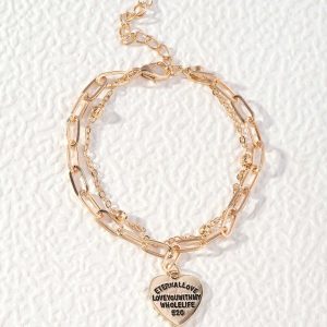 Casual Sporty Iron Charm Bracelet with Antique Gold Silver Plating for Women Parties Engagements Weddings