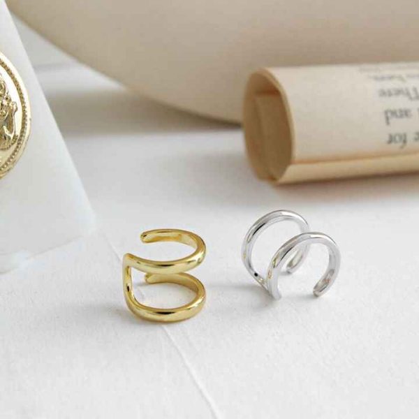 Jewelry Fashion S925 Sterling Silver No Piercing Clip on Earrings Gold Ear Cuff