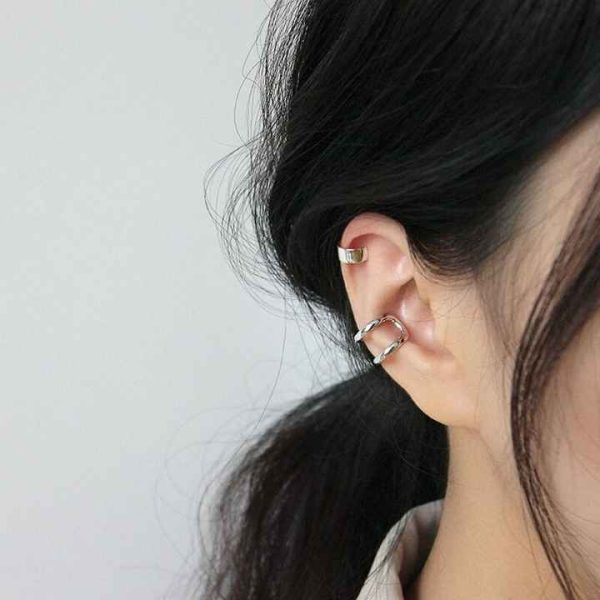 Jewelry Fashion S925 Sterling Silver No Piercing Clip on Earrings Gold Ear Cuff