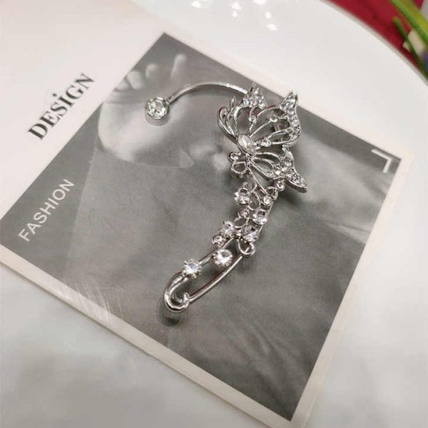 New Crystal Butterfly Ear Cuff Earrings Non Pierced Rhinestone Women Ear Clip