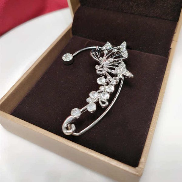 New Crystal Butterfly Ear Cuff Earrings Non Pierced Rhinestone Women Ear Clip