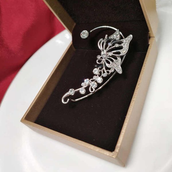 New Crystal Butterfly Ear Cuff Earrings Non Pierced Rhinestone Women Ear Clip