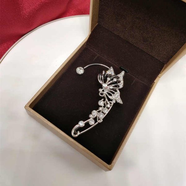 New Crystal Butterfly Ear Cuff Earrings Non Pierced Rhinestone Women Ear Clip