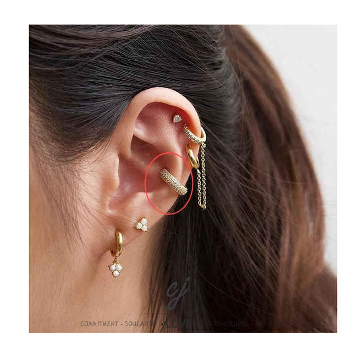 925 Sterling Silver Zirconia Fashion Classic 18k Gold Plated Ear Cuff Earrings Gifts Jewellery for Women Ladies