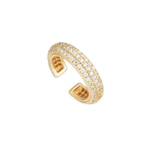 925 Sterling Silver Zirconia Fashion Classic 18k Gold Plated Ear Cuff Earrings Gifts Jewellery for Women Ladies