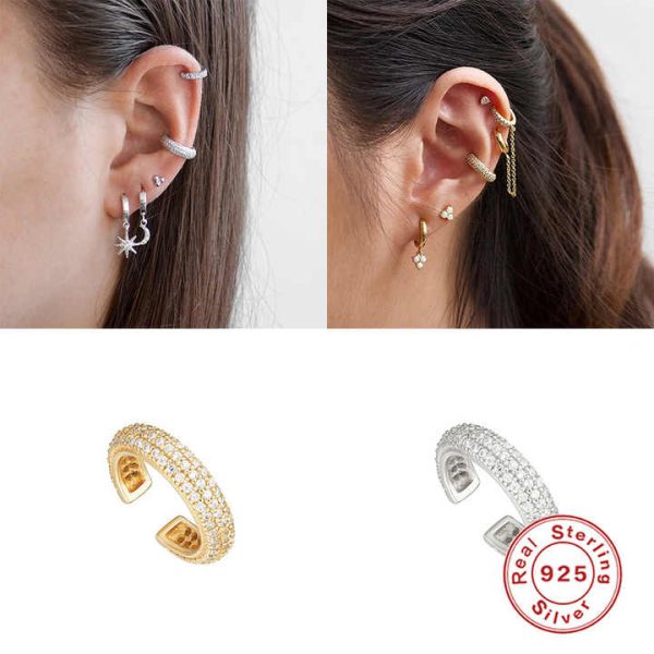 925 Sterling Silver Zirconia Fashion Classic 18k Gold Plated Ear Cuff Earrings Gifts Jewellery for Women Ladies