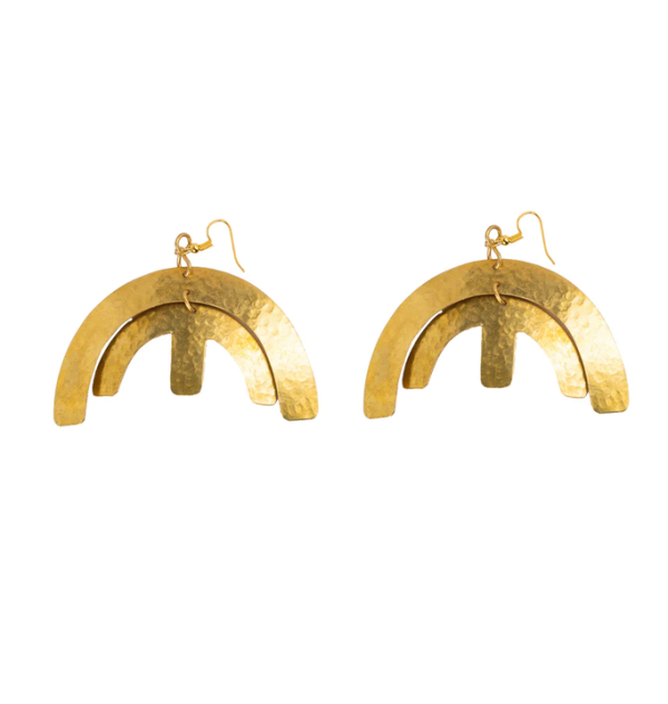 Fashion Vintage Brass Earring Statement Gold Plated Stainless Steel Women Hoop with Party Ware Use for Hot Sale
