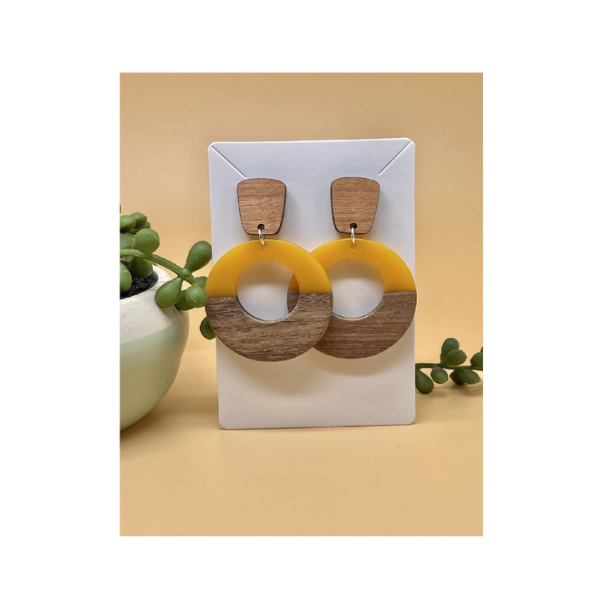 Fashion Simple Wooden and Resin Earrings Rectangular Pendant Creative Drop Earrings for Women Pictures
