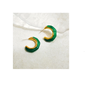 Pink Resin Heart Stud Earrings Golden Romantic Fashion Premium Jewelry Women Girls for Hot Selling
