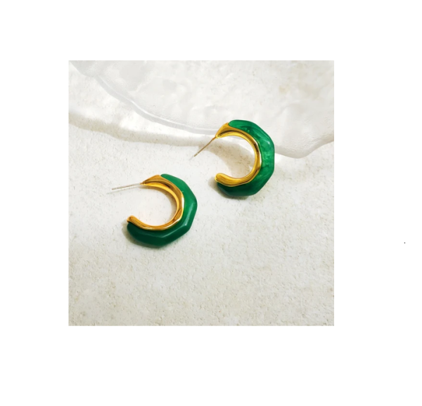 Pink Resin Heart Stud Earrings Golden Romantic Fashion Premium Jewelry Women Girls for Hot Selling